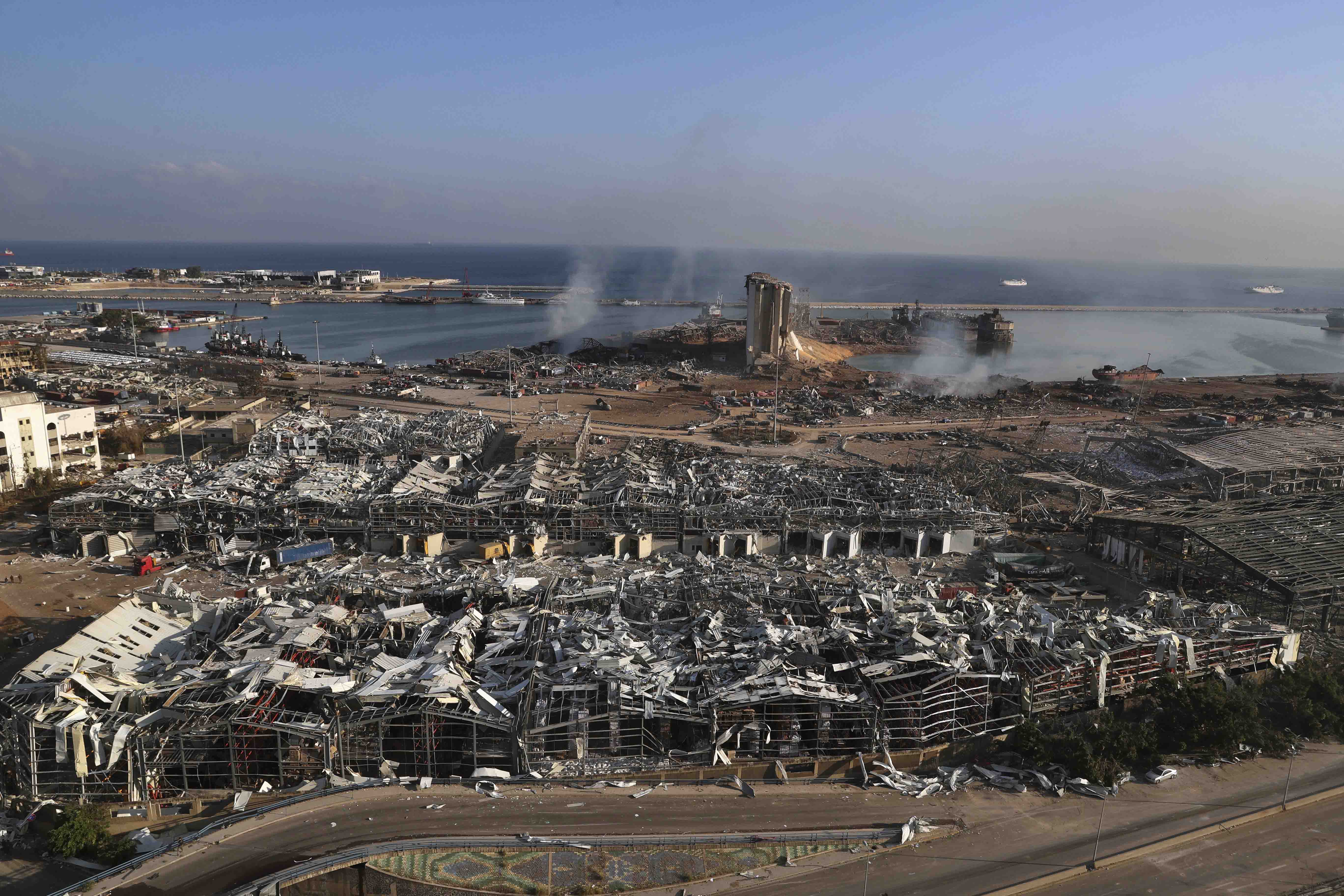 Aftermath of the explosions at Beirut's seaport, August 5, 2020.