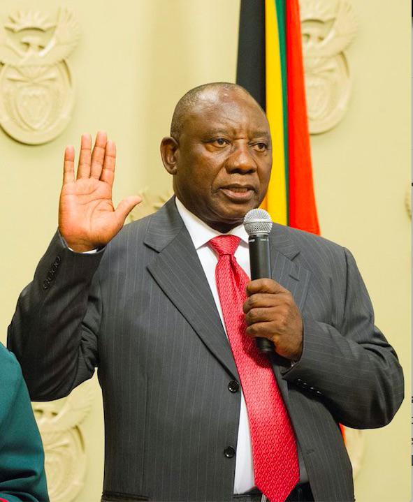 Cyril Ramaphosa is sworn in as the new South Africa president at the parliament in Cape Town, South Africa, February 15, 2018. © 2018 Reuters