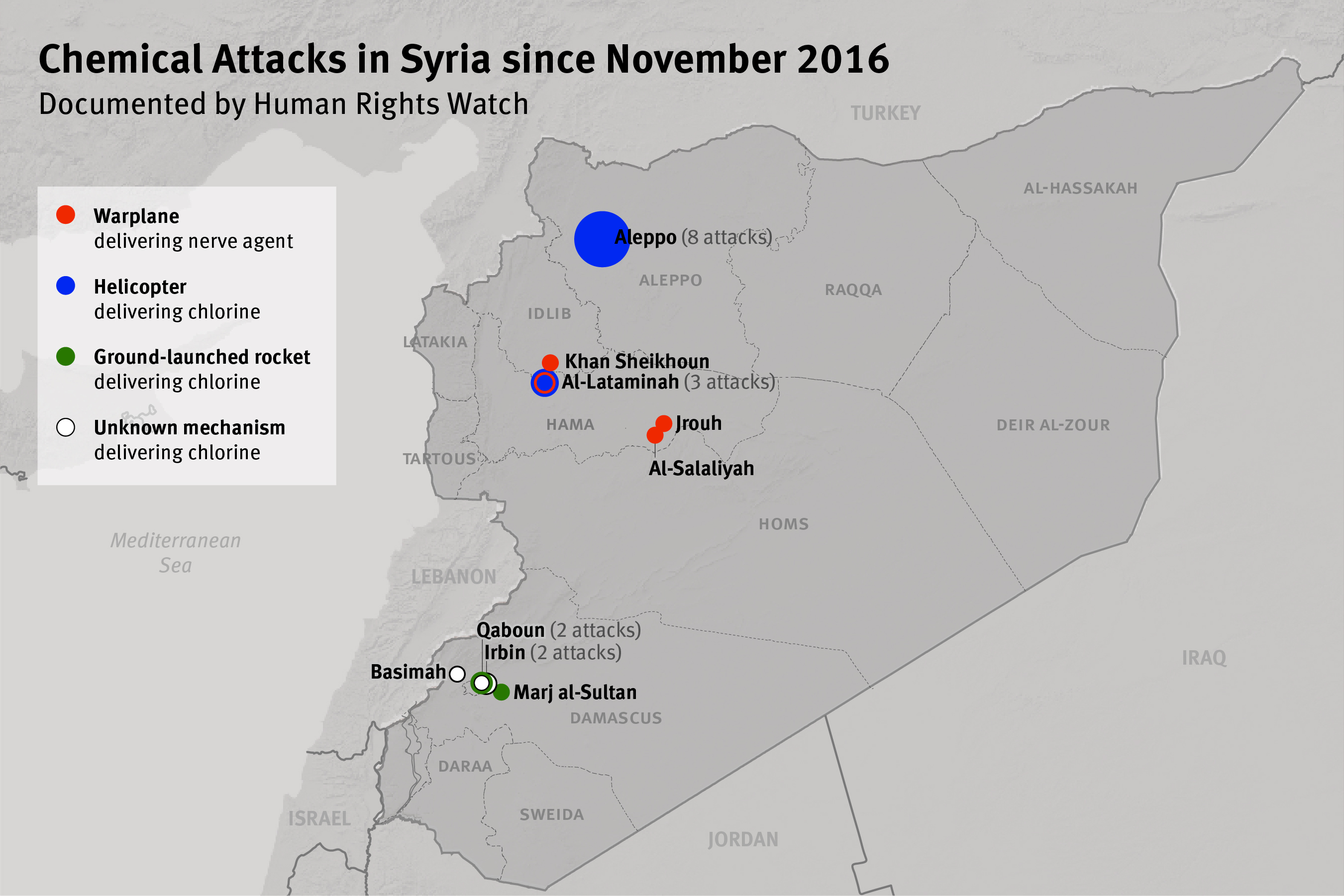 Map of Chemical Attacks in Syria since November 2016
