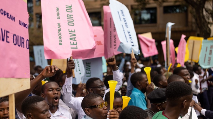 Members of the Uganda National Students Association participate in a rally in Kampala, Uganda, September 29, 2022.