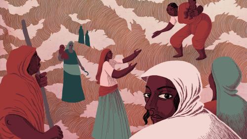 An illustration of women in India