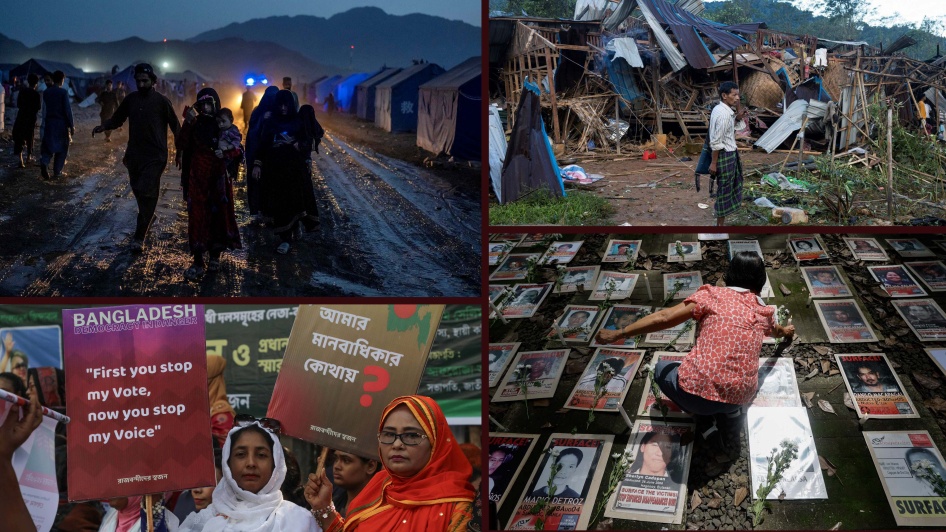 Collage de photos/ Afghanistan, Myanmar, Bangladesh et Philippines. 