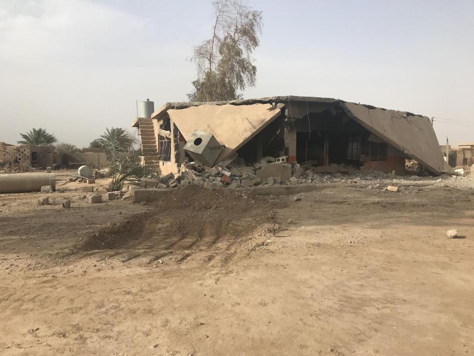 Remnants of “Jamil’s” home PMF forces destroyed using a bulldozer on January 9. © 2018 Belkis Wille/Human Rights Watch. 