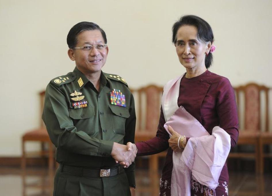 Aung San Suu Kyi and Senior General Min Aung Hlaing.
