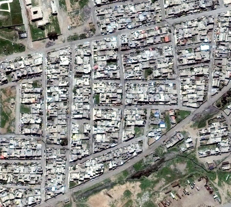 Satellite Imagery of Tanak neighborhood in Mosul on April 10, 2017.