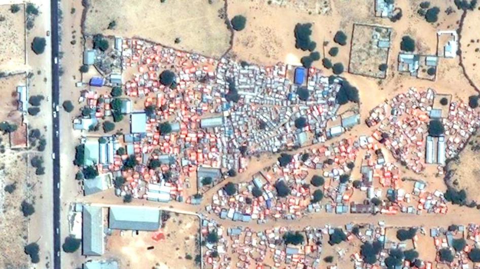 Satellite image recorded on December 28, 2017 before the demolition of Xaq-Dhowr center settlements 