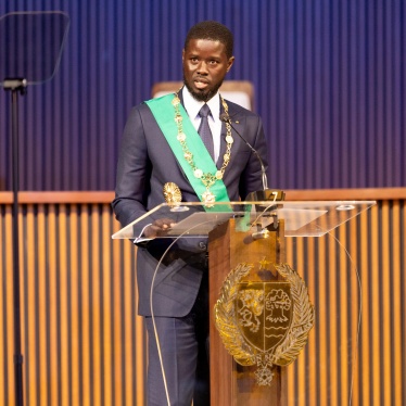 Bassirou Diomaye Faye delivers his inaugural speech after being sworn in as Senegal's president in Dakar, Senegal, April 2, 2024.