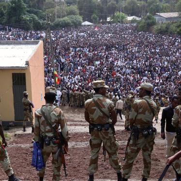 Armed security forces watch during the Irreecha cultural festival in Bishoftu, Ethiopia on October 2, 2016. 