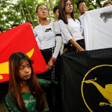 201711Asia_Burma_Protest Students attend a protest, to mark the 55rd anniversary of the military's suppression of student protests in 1962 at Yangon University, Yangon, Burma on July 7, 2017.