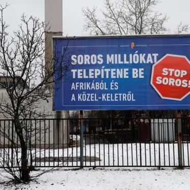 A government billboard is seen in Budapest, Hungary, February 14, 2018. The billboard reads: 'Soros wants to transplant millions from Africa and the Middle East'.