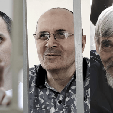 (From L-R) Oleg Sentsov, Oyub Titiev and Yuri Dmitriev are in jail as the FIFA World Cup takes place in Russia.