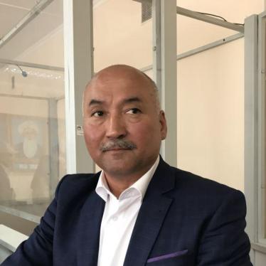 Erlan Baltabay, leader of the independent trade union “Decent Labor,” at his trial in Shymkent, Kazakhstan.