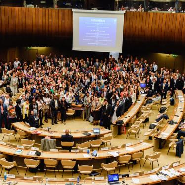 Session de l'Organisation internationale du travail à Genève, ayant mené l'adoption de la convention de l'OIT sur la violence et le harcèlement, en juin 2019.