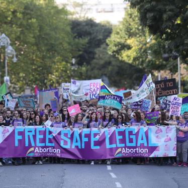 Demonstrators take part in the Abortion Rights Campaign's annual March for Choice, September 29, 2018.