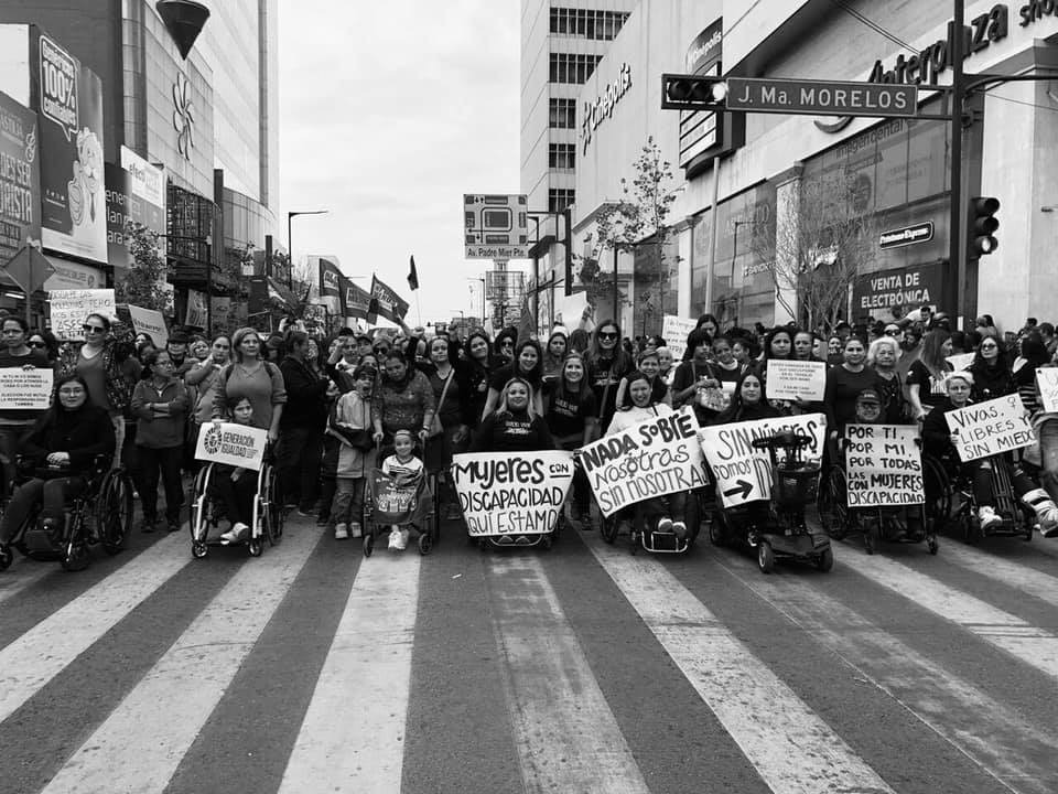 Women with disabilities demonstrate against violence in Mexico City, Mexico, March 8, 2020. 