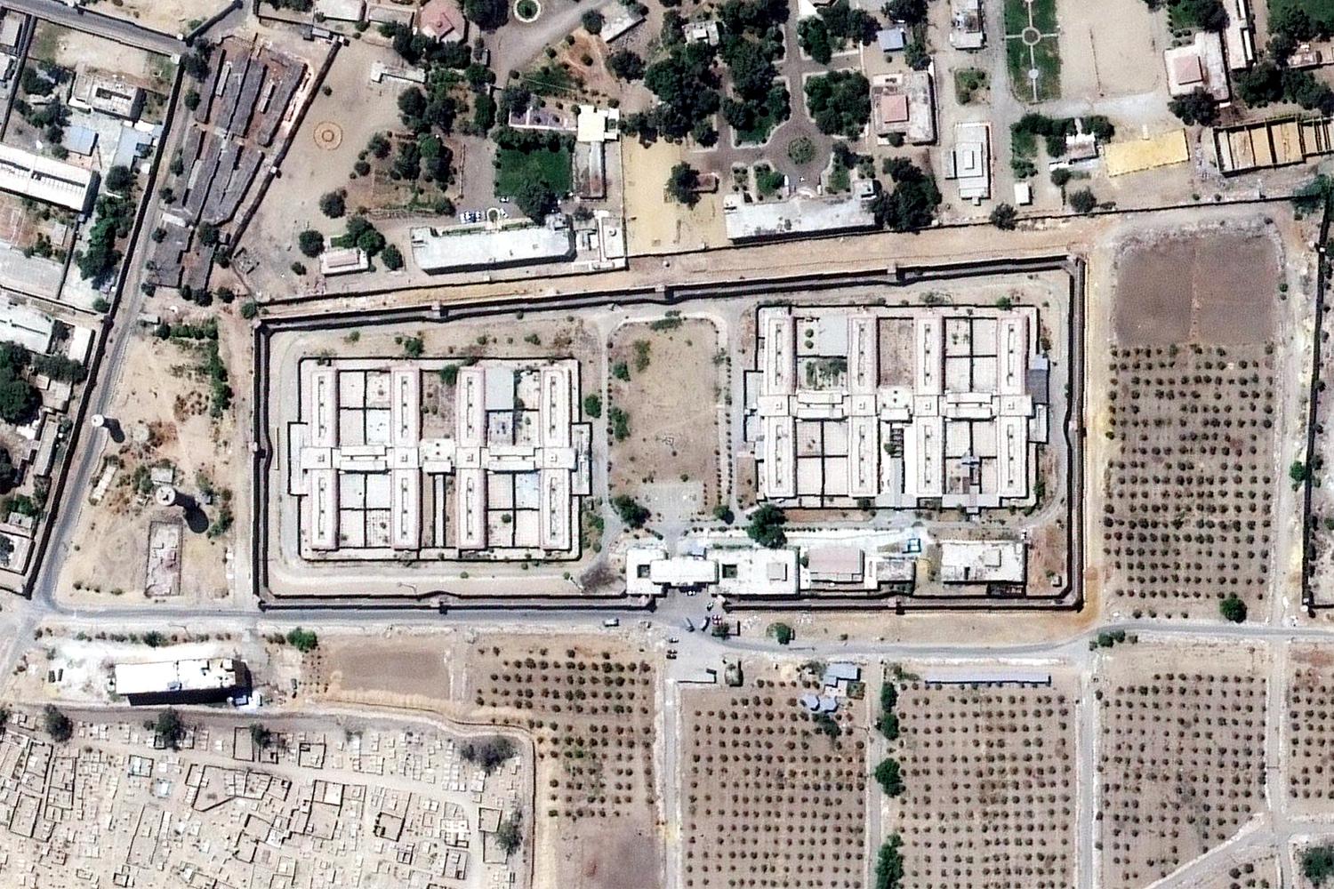 Image satellite de la prison « Scorpion » au Caire, en Egypte, enregistrée en septembre 2016. Les détenus de cette prison sous fréquemment soumis à des abus, avec peu de possibilités de contact avec le monde extérieur. 