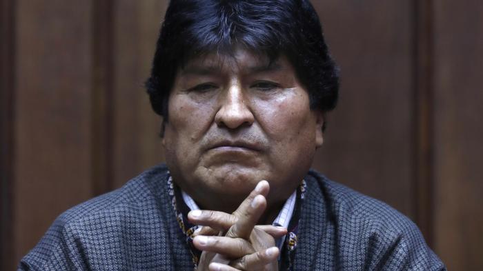 El expresidente de Bolivia Evo Morales en una rueda de prensa en el Club de Periodistas en México el 27 de noviembre de 2019.