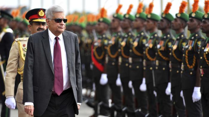 Sri Lankan President Ranil Wickremesinghe visits the Army Headquarters in Colombo, August 9, 2022.