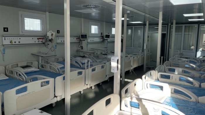 A ward at the mobile hospital located in the Hospital Escuela, Tegucigalpa, Honduras, on January 26, 2022. 