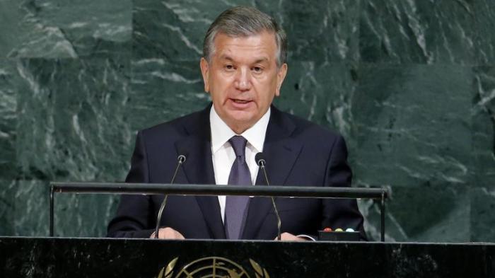 Президент Узбекистана Шавкат Мирзиёев обращается к 72-й Генеральной Ассамблее ООН в штаб-квартире организации в Нью-Йорке (США), 19 сентября 2017.