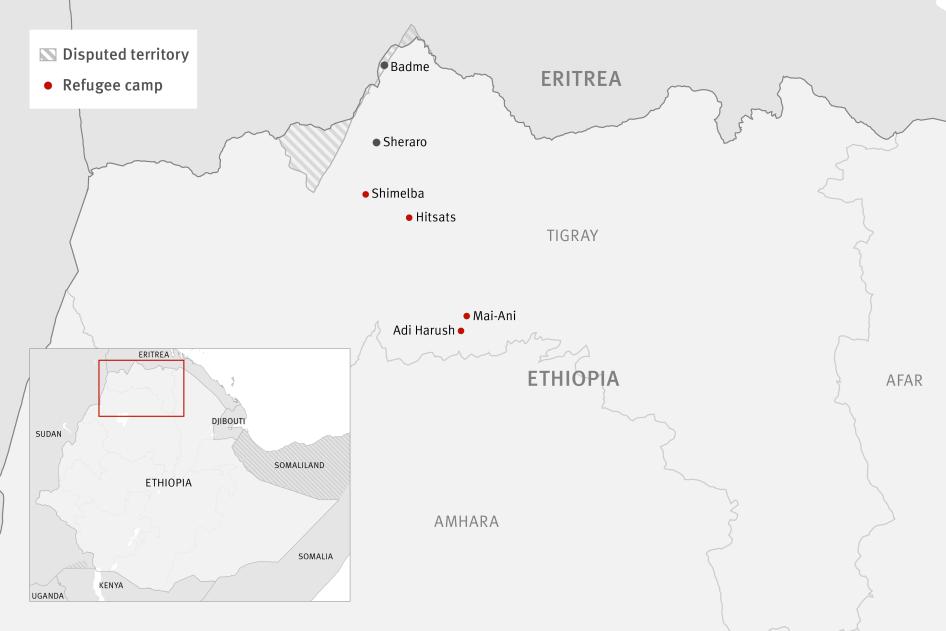 A map highlighting the Tigray region of Ethiopia