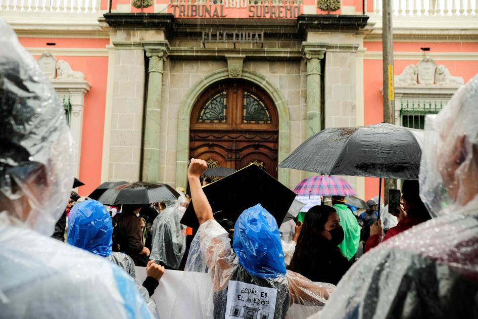 Demonstrators protest outside the Supreme Electoral Tribunal (TSE) demanding authorities respect the voting results of the first round of Guatemala's presidential election, in Guatemala City, Guatemala, July 8, 2023.
