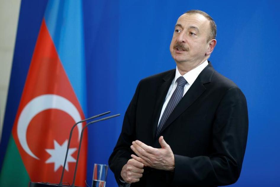 Le président de l'Azerbaïdjan Ilham Aliyev, photographié lors d’une conférence de presse à Berlin, le 7 juin 2016. 