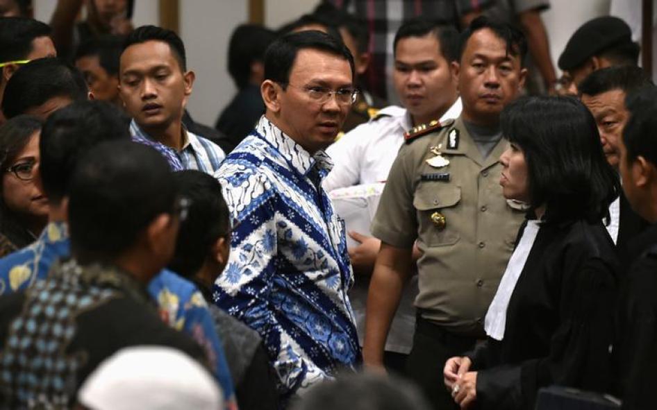 Governor Basuki “Ahok” Purnama after the sentencing in his blasphemy trial in Jakarta on May 9, 2017.