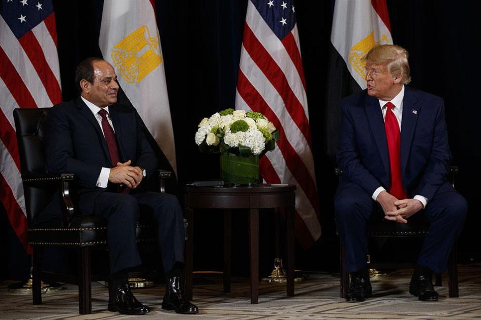美国总统特朗普在联合国大会开会期间会见埃及总统塞西，纽约，2019年9月23日。
