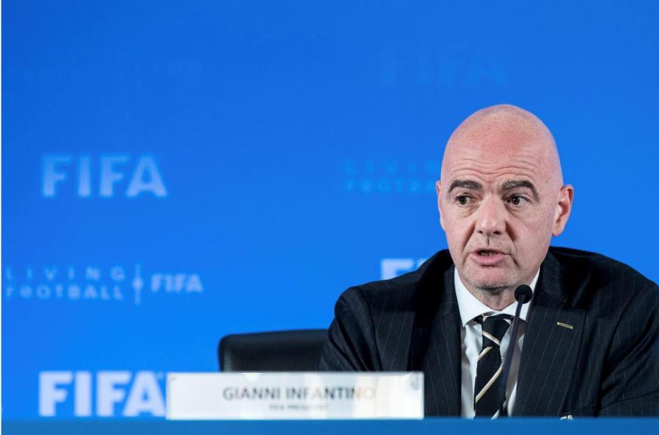 国际足联（FIFA）主席因凡蒂诺出席FIFA理事会，正式宣布2021年FIFA俱乐部世界杯将在中国上海举行，2019年10月24日。