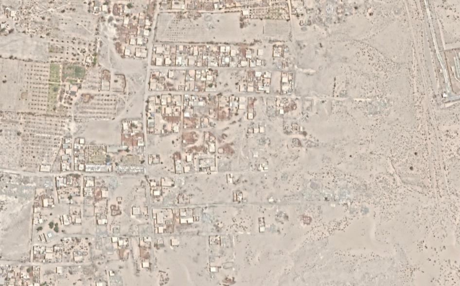 Before and after satellite imagery illustrates demolition in al-Arish city. Before: June 1, 2018. After: April 7, 2019.