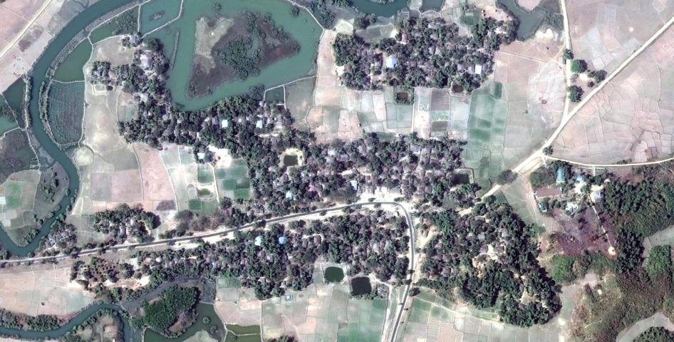 Satellite imagery recorded before the destruction of Nwar Yon Taung village.
