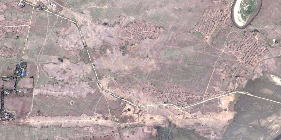 Satellite imagery recorded after the clearing of the destroyed village of Myin Hlut. 