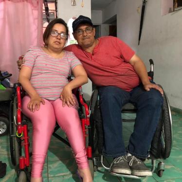 Reyna (left) and Cesar, who have physical disabilities, each said they survived violence by their family members. They live together in Monterrey, Nuevo León state. 