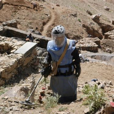 Clearance operator from the Halo Trust clearing a steep, rocky hillside in Afghanistan.