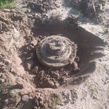 A TM-62M anti-vehicle mine equipped with MVCh-62 pressure activated fuze cleared near Kyivka in Chernihiv region, Ukraine, after a tractor driver was killed by another TM-62 mine in the same field on May 23, 2022. 
