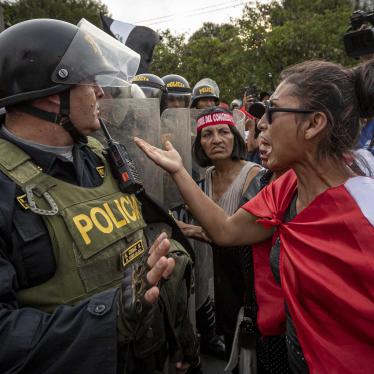 People protest against the government of Peruvian President Dina Boluarte in Lima, Peru, on January 17, 2023. The demonstrators have demanded early elections, the removal of President Boluarte and justice for protesters who have died in clashes with the police. 
