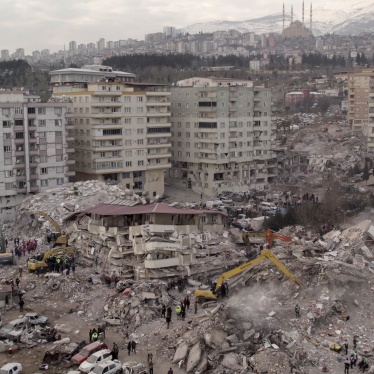Collapsed buildings after earthquake