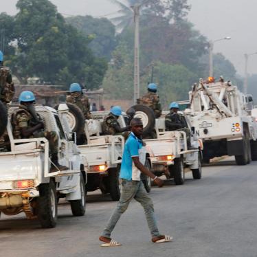 A convoy of United Nation peacekeepers are seen outside Bouake during an army mutiny in which disgruntled Ivorian soldiers seized control of the city. January 6, 2017.