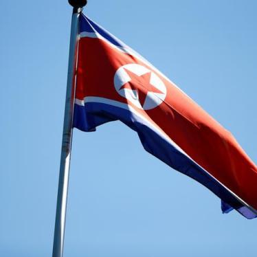 A North Korean flag flies at the DPRK Permanent Mission in Geneva. 