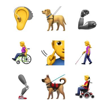 Parmi les nouveaux émojis figurent divers symboles de handicaps.