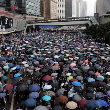 Protestors gather near the Legislative Council in Hong Kong, Wednesday, June 12, 2019.