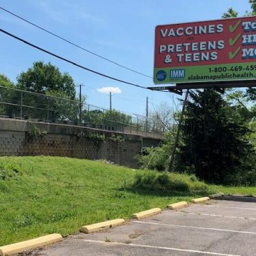 A billboard by the Alabama Department of Public Health in Eutaw, Greene County, raises awareness of recommended adolescent vaccines, including the HPV vaccine.