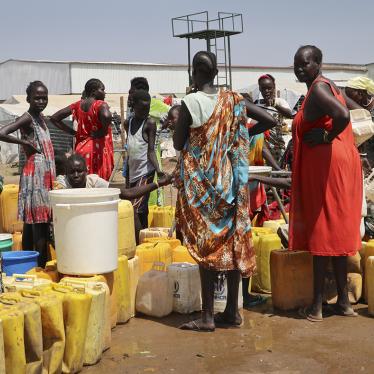 Residents of the Mangateen camp for the internally-displaced line up to get water from a borehole, on the outskirts of the capital Juba, South Sudan, January 22, 2019.